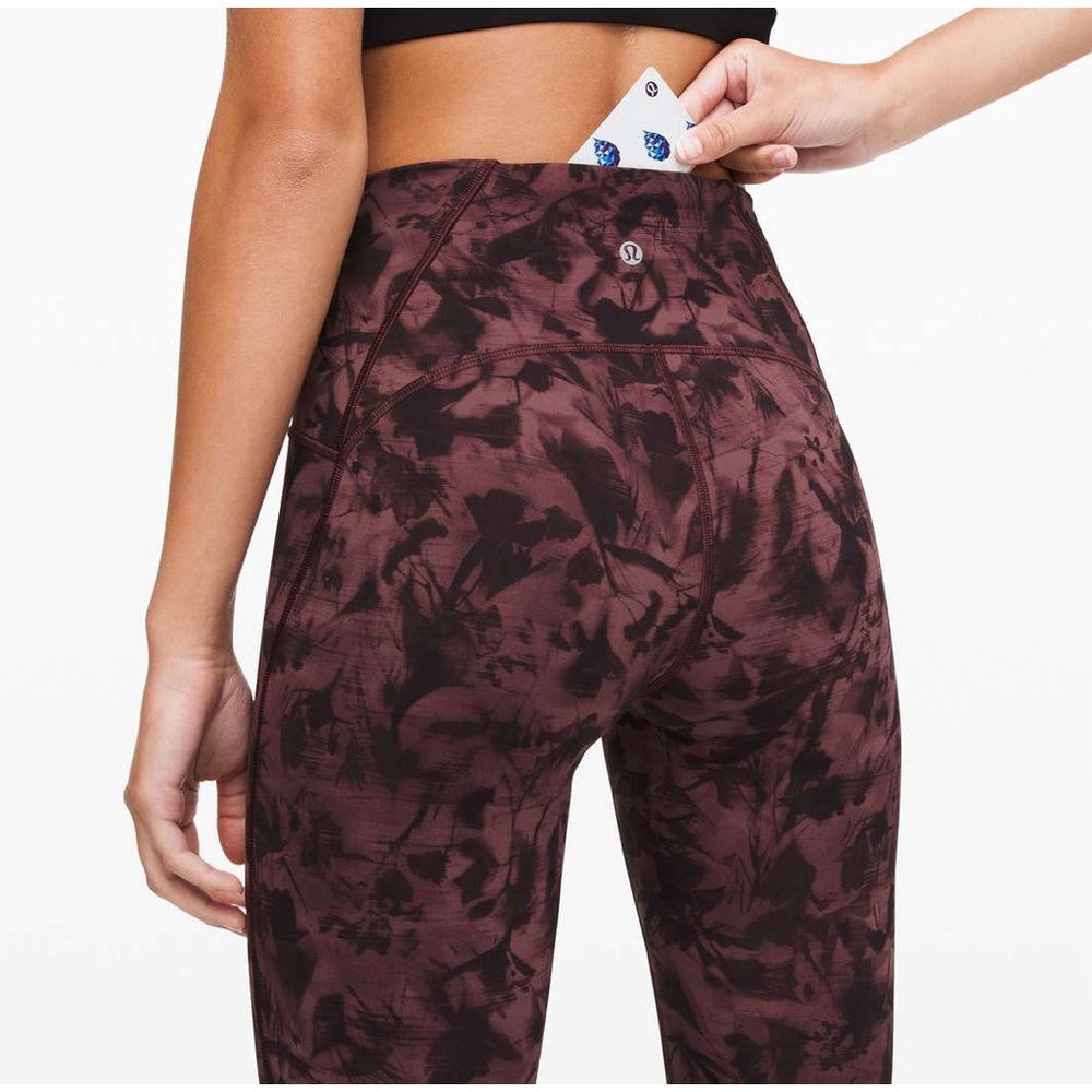 Lululemon Train Times Pant 25" Mini Dusk Floral Antique Bark Black size 4
